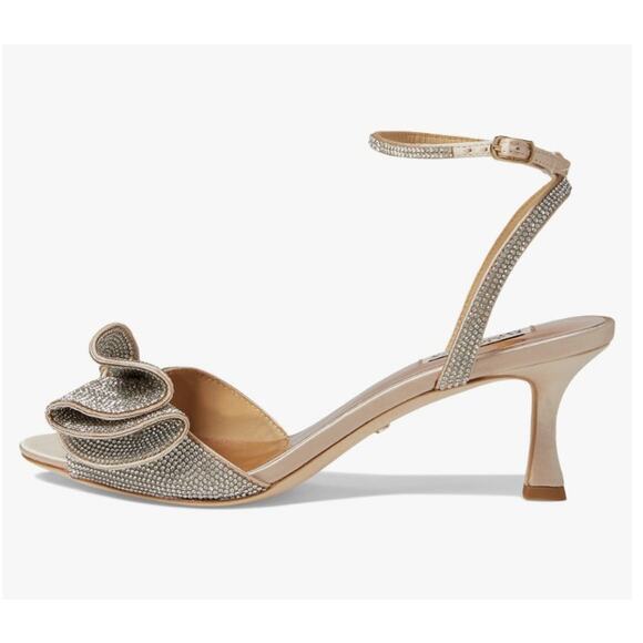 Badgley Mischka Remi Statement Heel Satin Rhinestone Bow Size 5 NWOB Wedding MOB - Picture 11 of 11